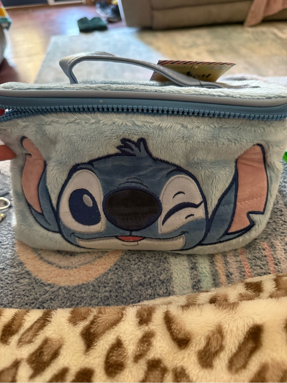 Stitch Plush Cosmetic Bag - Light Blue
